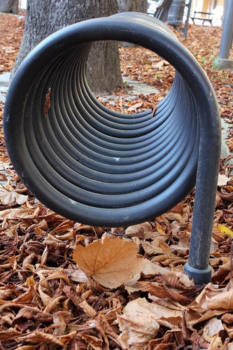 Immagine con foglie, spirale, autunno, tubo, albero, metallo, cerchio, secche, ferro