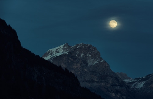 Immagine con luna, montagna, cielo, notte, montagne, neve