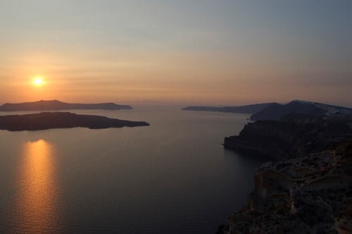 Immagine con mare, tramonto, isole, riflesso, panorama, sole, acqua