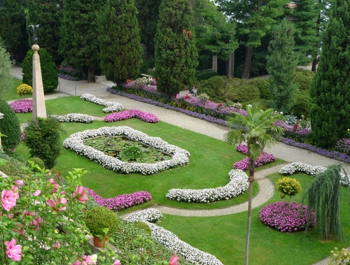 Immagine con fiori, aiuole, giardino, alberi, verde, piante, prato, erba, aiuola