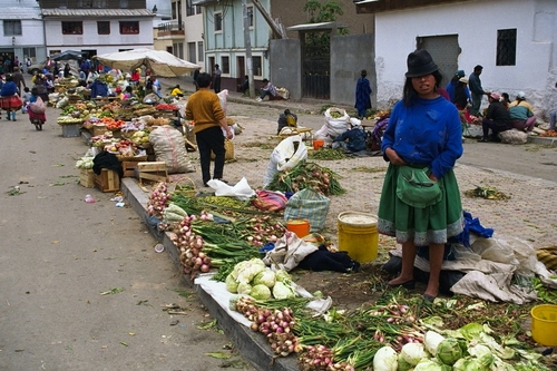 Immagine con mercato, verdure, donna, persone, cappello, cipolle, strada, colori