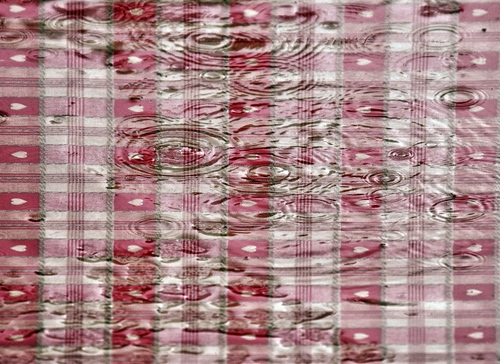 Immagine con cuori, tovaglia, acqua, gocce, pioggia, rosso, cerchi, bagnato