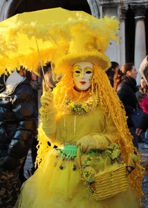 maschera, ombrello, giallo, carnevale, borsa, donna, cappello, cestino, costume