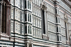finestre, duomo, marmo, facciata, archi, verde, decorazioni, bifore, firenze, bianco