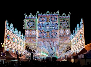 luminarie, colori, luci, notte, nero, festa, archi, azzurro, notturno, verde, prospettiva, gallerie, luminaria, tende, bancarelle, illuminazione