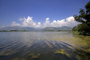 nuvole, lago, acqua, alberi, montagna, montagne, colline, verde, riflesso