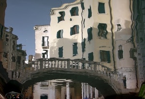 ponte, finestre, riflesso, acqua, cielo, case, balaustra, arco, palazzi, riflessi, venezia