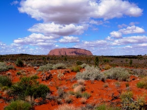 nuvole, cielo, montagna, verde, cespugli, rosso, deserto, piante, roccia, rossa, terra, paesaggio, bianco, azzurro