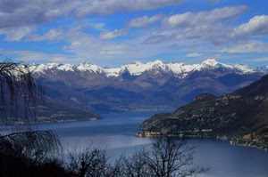lago, neve, montagne, nuvole, panorama, montagna, acqua, inverno, paesaggio, alberi