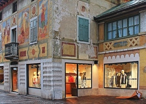 finestre, balcone, vetrine, luci, murales, vetrina, negozio, affreschi