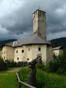 torre, castello, bandiera, drago, nuvole, verde, legno, cielo, statua, scultura
