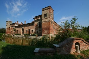 castello, torri, fossato, acqua, torre, riflesso, cielo, archi, verde, palazzo, mattoni, piante