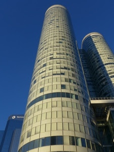 finestre, grattacielo, cielo, torri, cilindro, blu, vetri, vetrate, prospettiva, torre