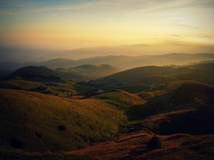 colline, paesaggio, cielo, tramonto, montagne, prati, panorama, alba, nebbia, nuvole, foschia