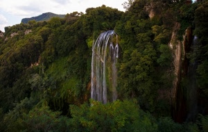 cascata, verde, acqua, alberi, natura, salto, vegetazione