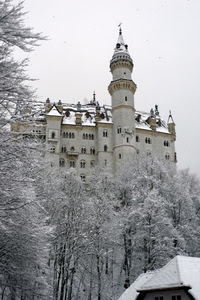 neve, inverno, castello, alberi, torre, bianco