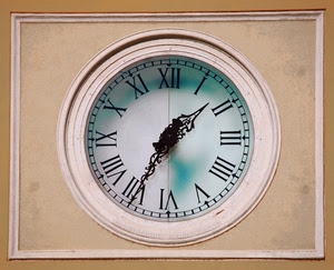 lancette, orologio, numeri, romani, quadrante, muro, ore, cerchio