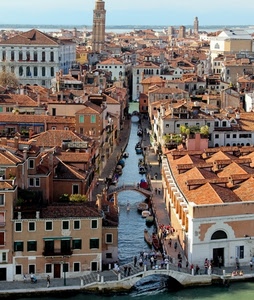 ponti, canale, venezia, tetti, panorama, acqua, ponte, città, barche, palazzi, campanile