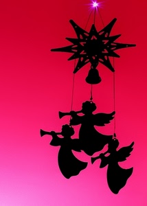 angeli, stella, trombe, tre, rosso, campanella, ali, natale, silhouette, nero, rosa, fili, campana, controluce