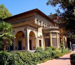 liberty, villa, archi, palazzo, siepe, alberi, casa, verde, colonne, portico, viale, chiesa, piante