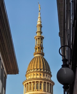 cupola, lampione, cielo, colonne, chiesa, finestre, statua