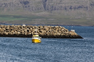mare, barca, giallo, scogli, molo, acqua, azzurro, scogliera
