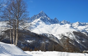 neve, alberi, montagne, cielo, bianco, montagna, inverno, azzurro, cime, rami
