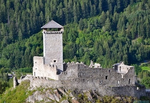 castello, alberi, torre, verde, mura, rudere, bosco, montagna, finestre, montagne, tetto, roccia, rovine