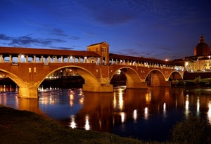 ponte, fiume, luci, riflessi, acqua, archi, riflesso, notturno, cupola