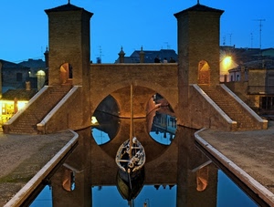 barca, ponte, scale, riflesso, torri, acqua, riflessi, fiume, cielo, ponti
