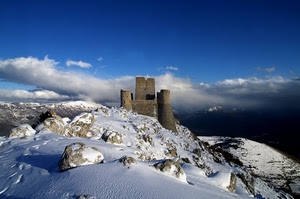 neve, nuvole, castello, cielo, torri, montagna, rocca, inverno, pietre, rocce