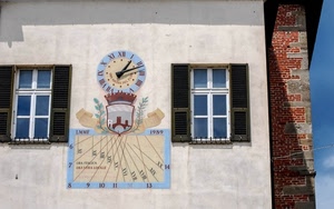 meridiana, finestre, orologio, numeri, stemma, lancette, ora, persiane