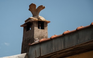 tetto, cielo, comignolo, tegole