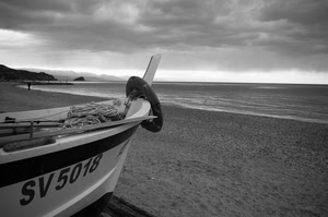 barca, mare, spiaggia, bianconero, sabbia, nuvole, numeri, cielo