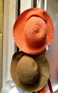 cappelli, bianco, marrone, arancione, tre, due, arancio, stoffa