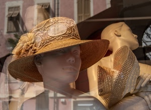 vetrina, cappello, riflesso, manichino, manichini, paglia, finestre, cappelli, fiore