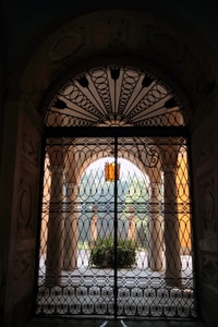 colonne, cancello, lampione, pianta, lampada, arco, ferro, archi