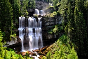 acqua, cascata, alberi, verde, rocce, fiume, roccia