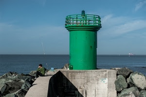 verde, mare, pescatore, faro, sassi, canna, pescare, molo