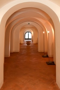 archi, vaso, prospettiva, luci, finestra, lampade, corridoio, interno