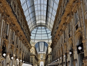lampioni, galleria, milano, vetrate, archi, vetro, cupola, prospettiva, vetri, soffitto, finestre