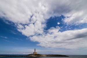 cielo, mare, nuvole, faro, isola, bianco, acqua, azzurro, panorama, cavi, finestre, penisola, costa