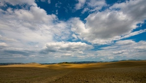 nuvole, cielo, panorama, blu, bianco, orizzonte, ombre, campo, colline, campagna, terra, paesaggio, azzurro