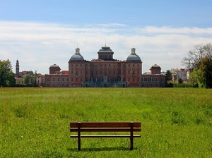 panchina, prato, castello, verde, palazzo, erba, cielo, campanile