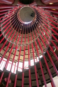 rosso, chiocciola, scala, pali, scale, cerchio, linee, gradini, spirale, prospettiva