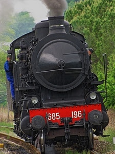 locomotiva, treno, vapore, numeri, fumo, binari, nero, rosso